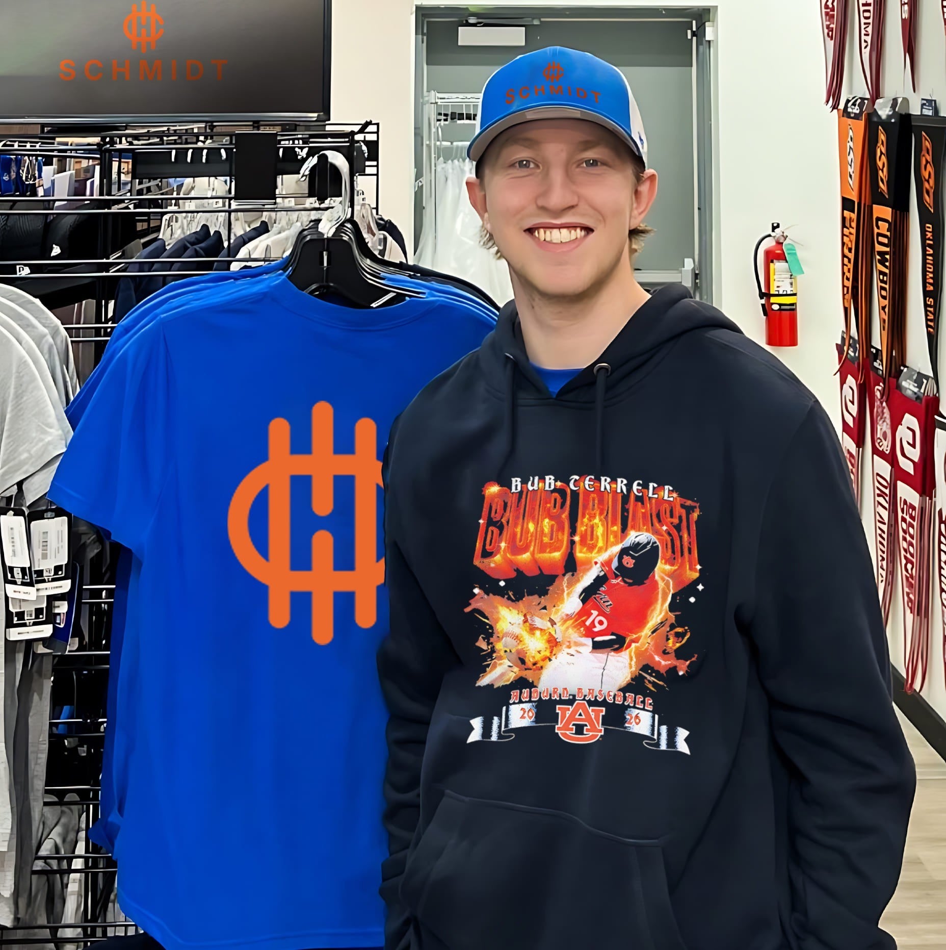 Auburn baseball Bub Terrell blasting flaming baseball illustrated shirt