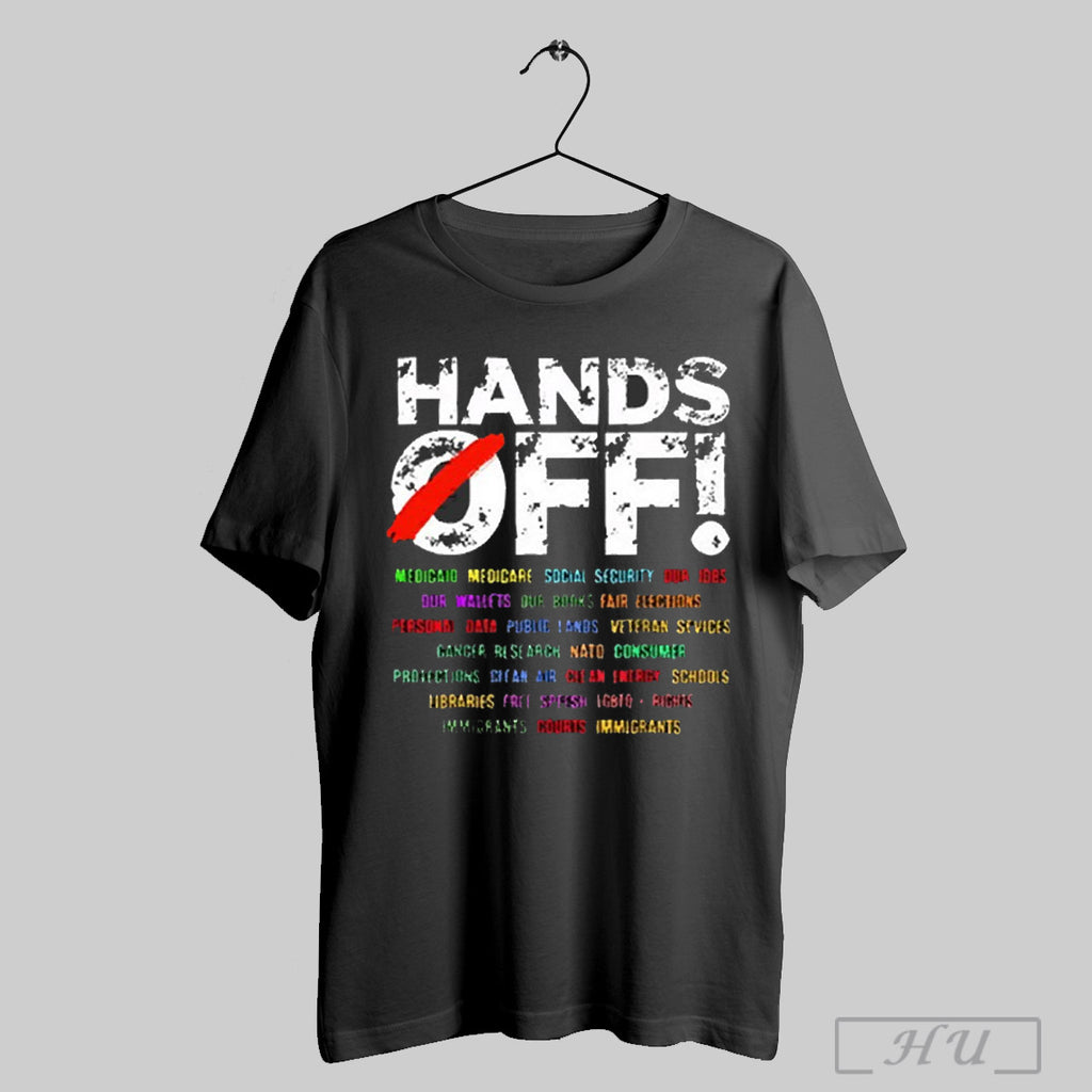 Awesome Womens Hands Off Protest Print Casual 2025 T Shirt