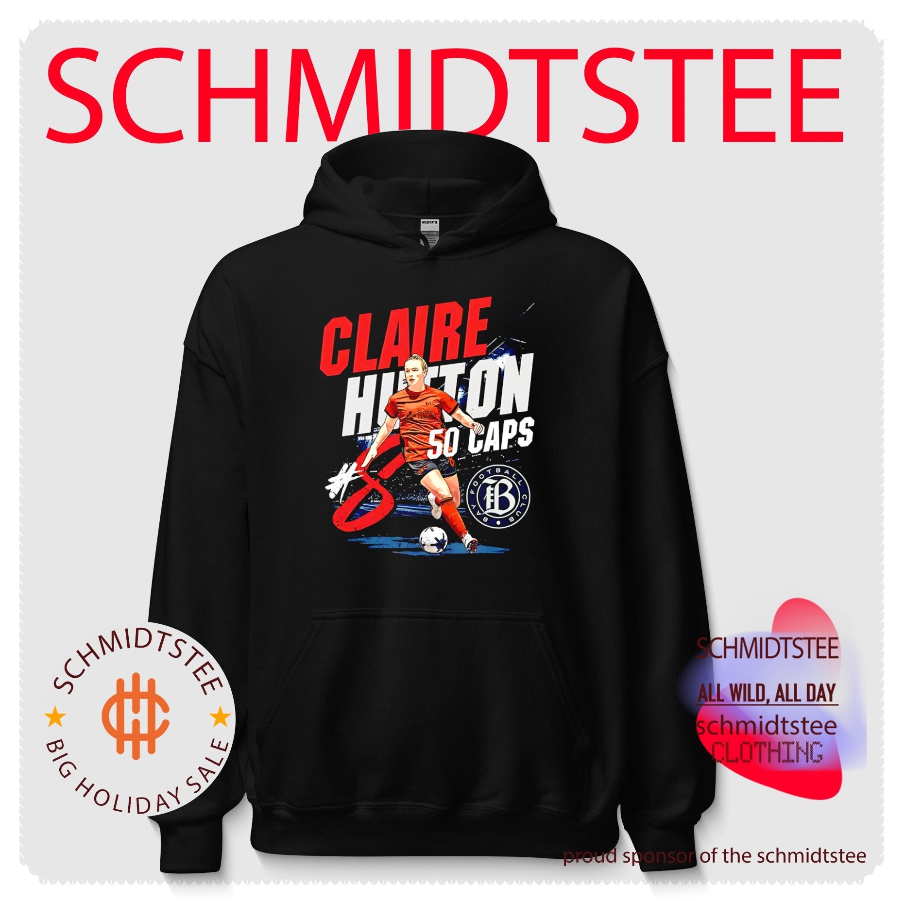 Bay Football Club Claire Hutton 50 caps illustration shirt