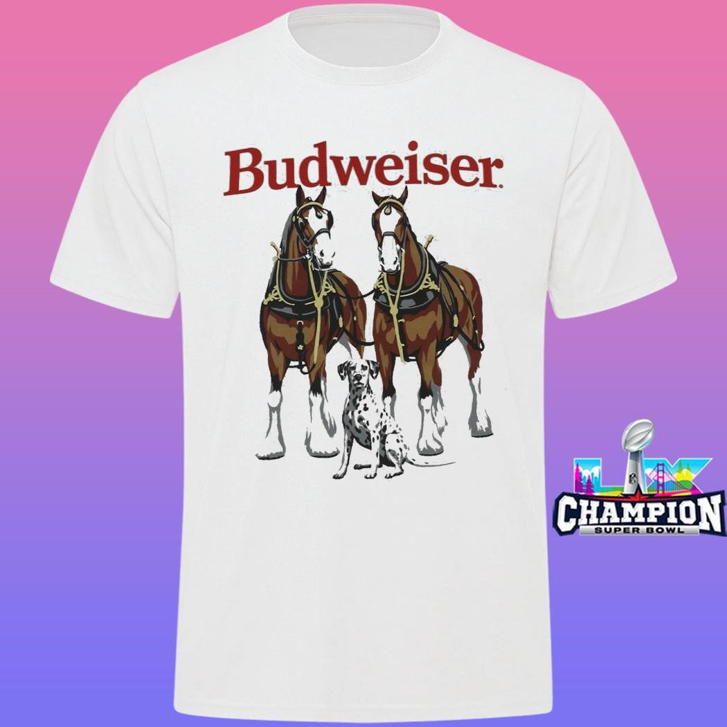 Beer Gear Budweiser Clydesdales And Dalmatian Shirt