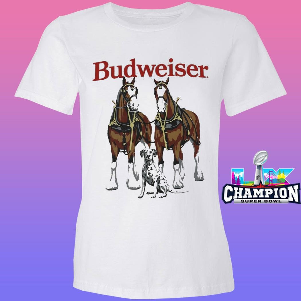 Beer Gear Budweiser Clydesdales And Dalmatian Shirt