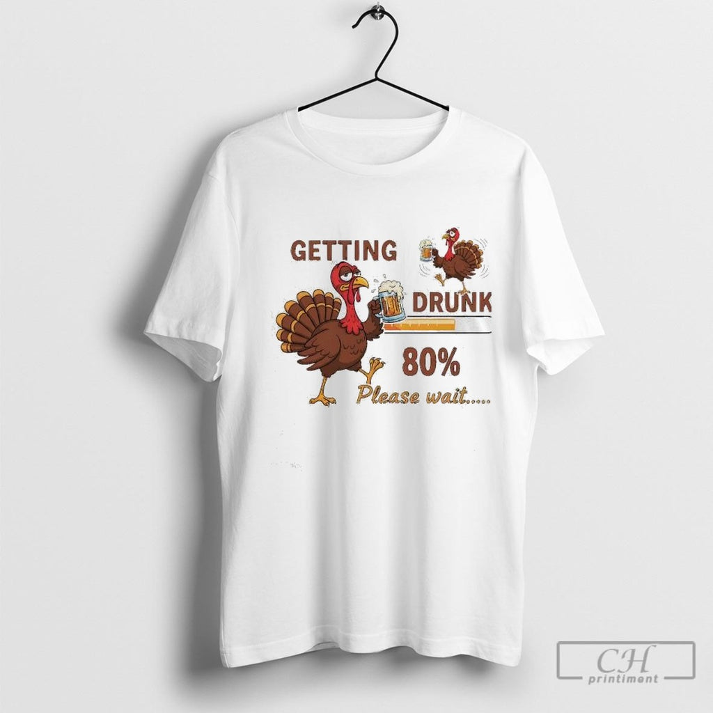 Beer Holding Turkey Getting Drunk 80 Percent Please Wait Funny Shirt Sweater