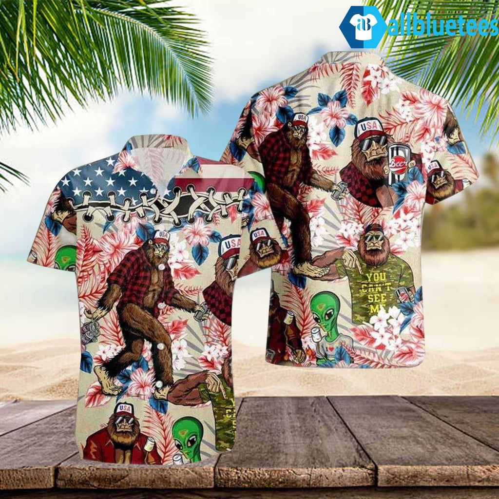 Bigfoot Alien Party Hawaiian Shirt