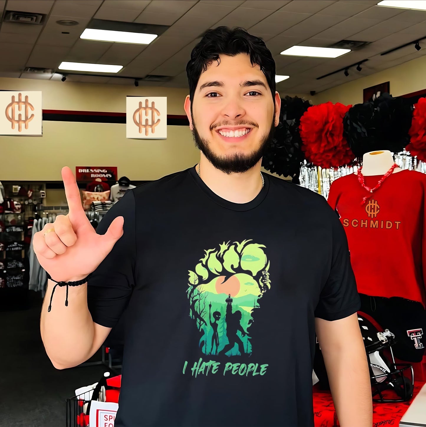 Bigfoot and Alien I hate people funny shirt