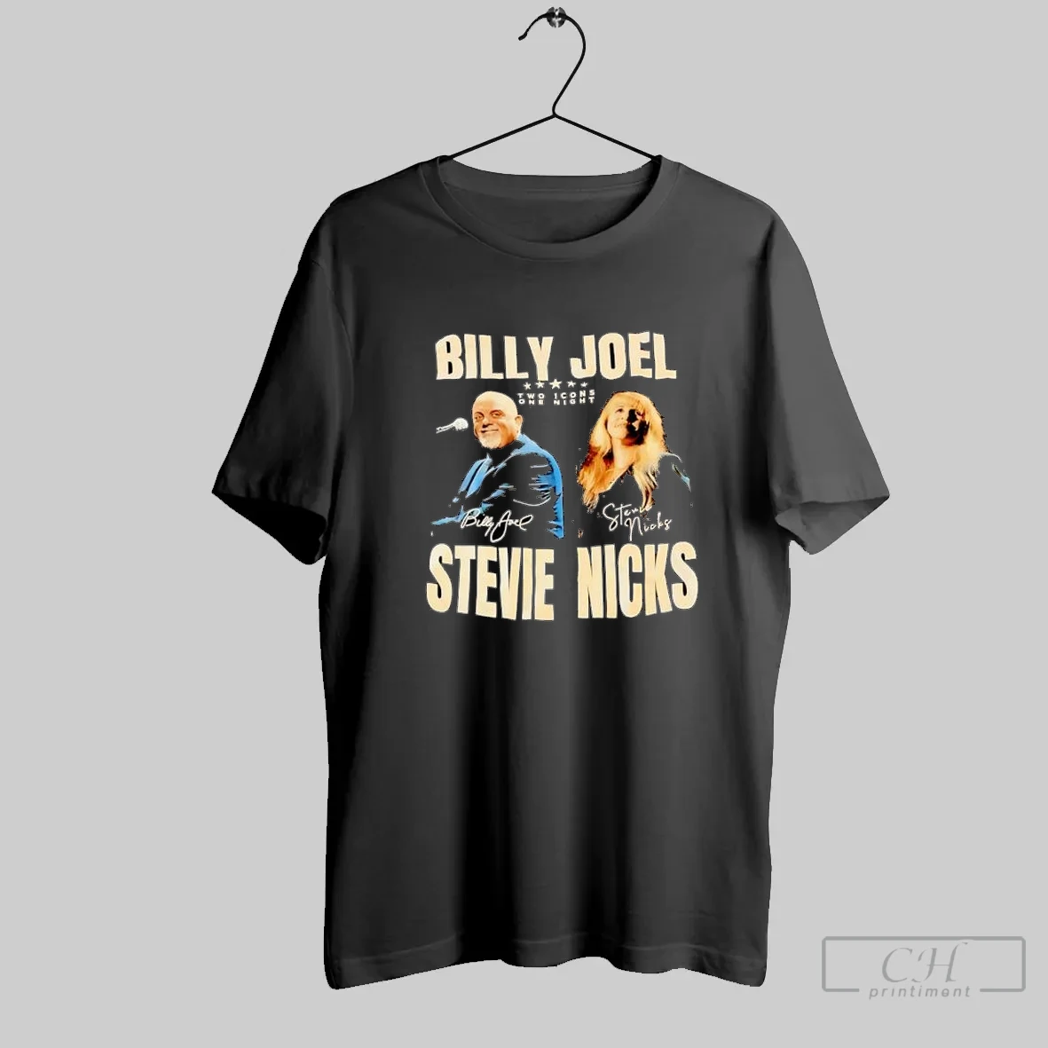 Billy Joel Stevie Nicks Two Icons One Night Retro T Shirt