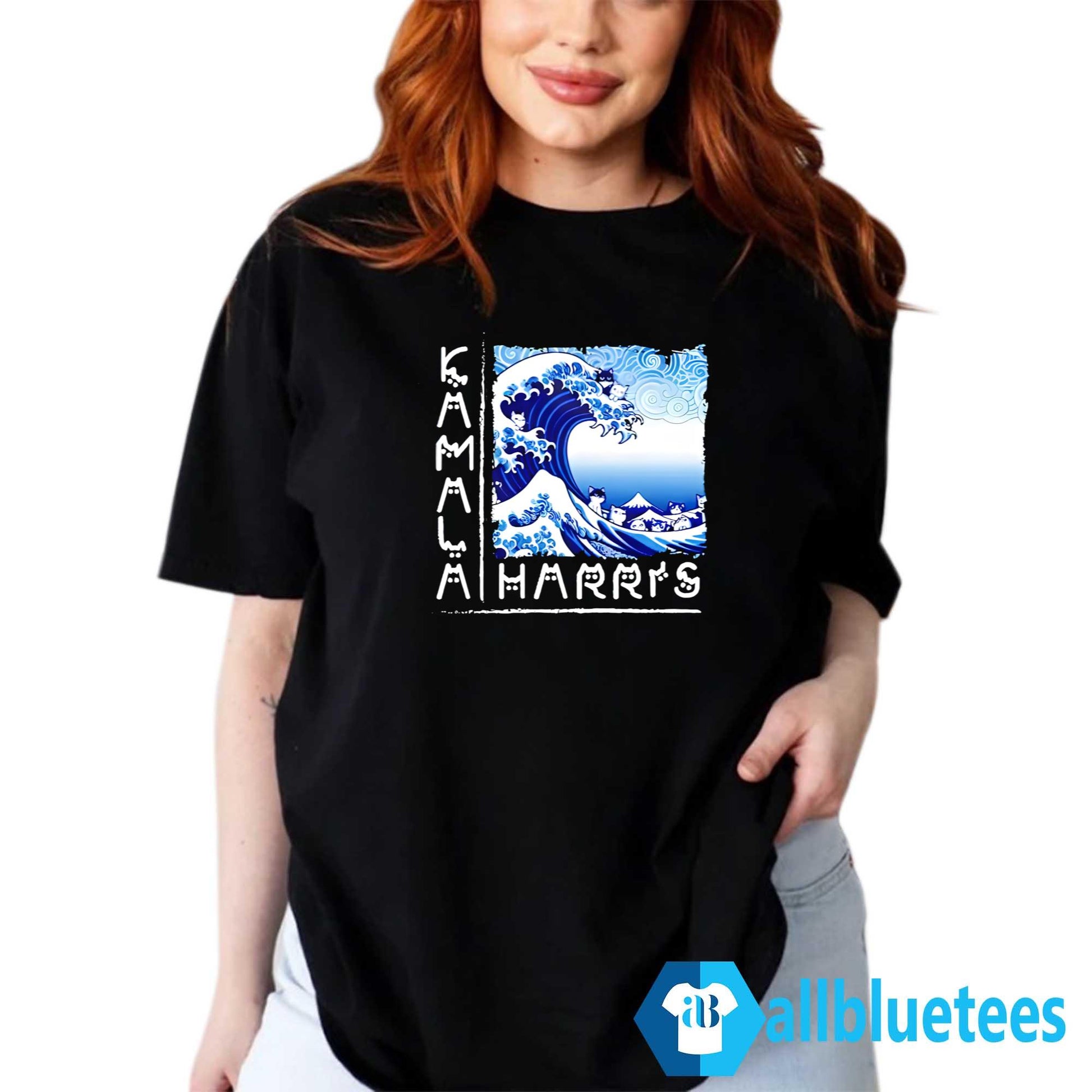 Blue Cats Wave Kamala Harris Cat Letterings Shirt