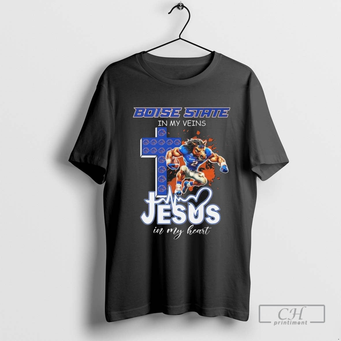 Boise State Broncos In My Veins Jesus In My Heart Mascot 2025