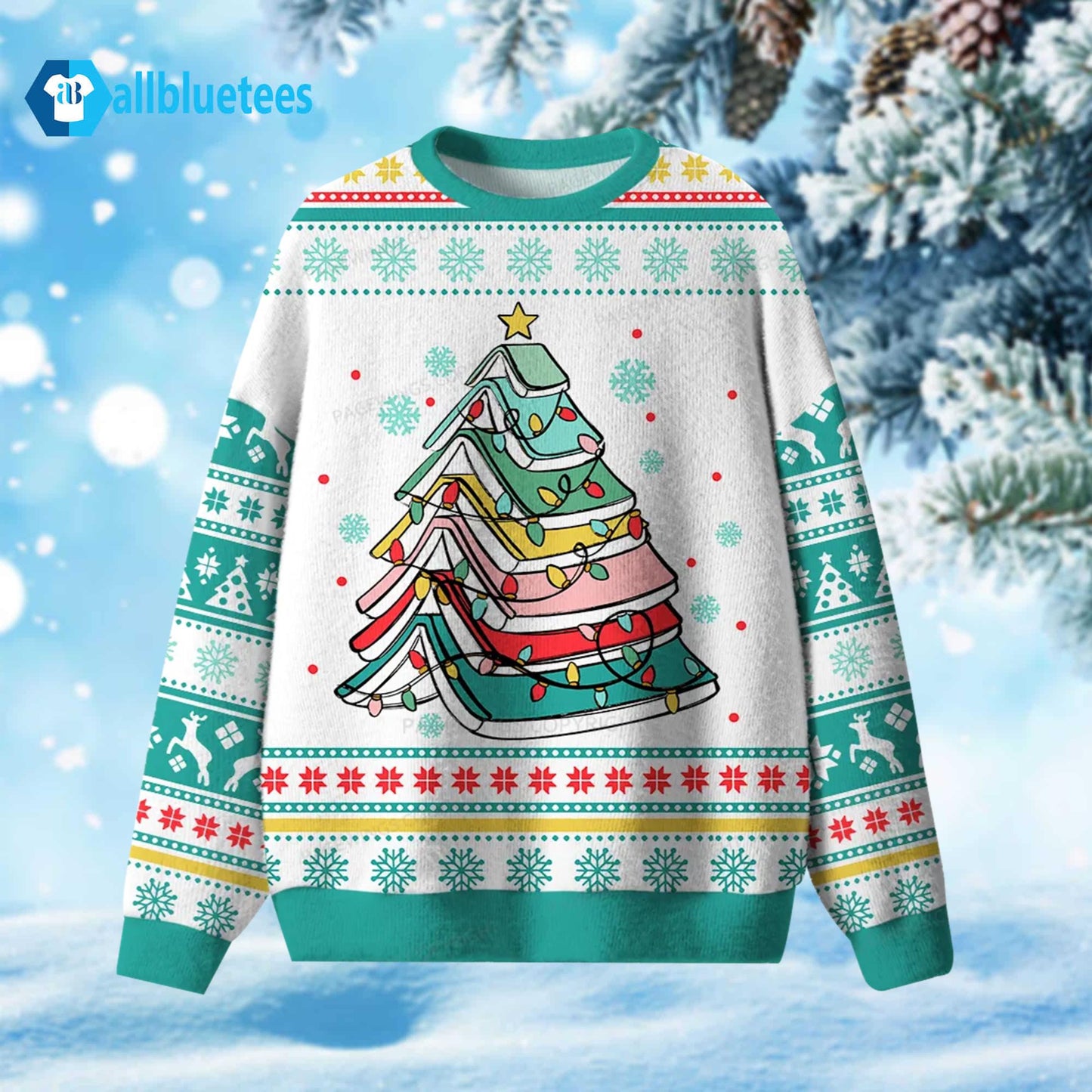 Books Christmas Tree Ugly Sweater