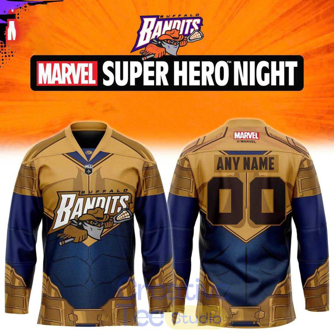 Buffalo Bandits Superhero Night 2026 Custom Hockey Jersey