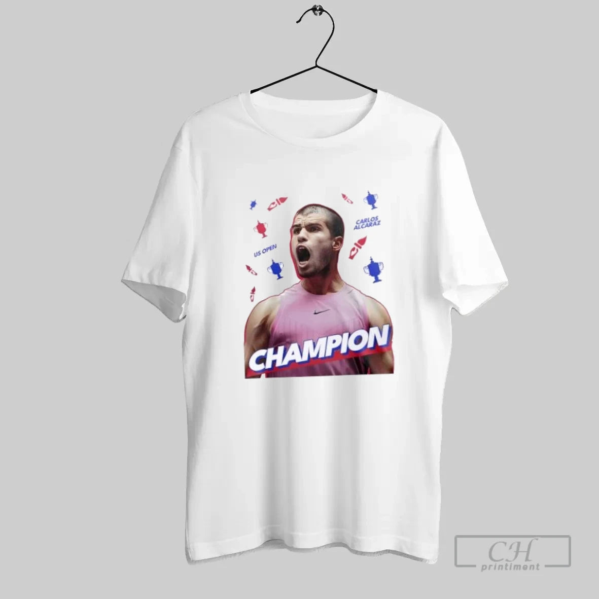 Carlos Alcaraz Champion Champion Us Open Cup All Trophies 2 Sided