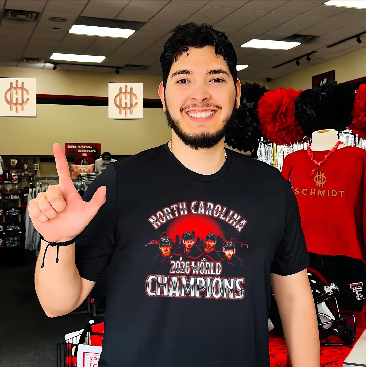 Carolina Hurricanes 2026 World Champions player skyline shirt
