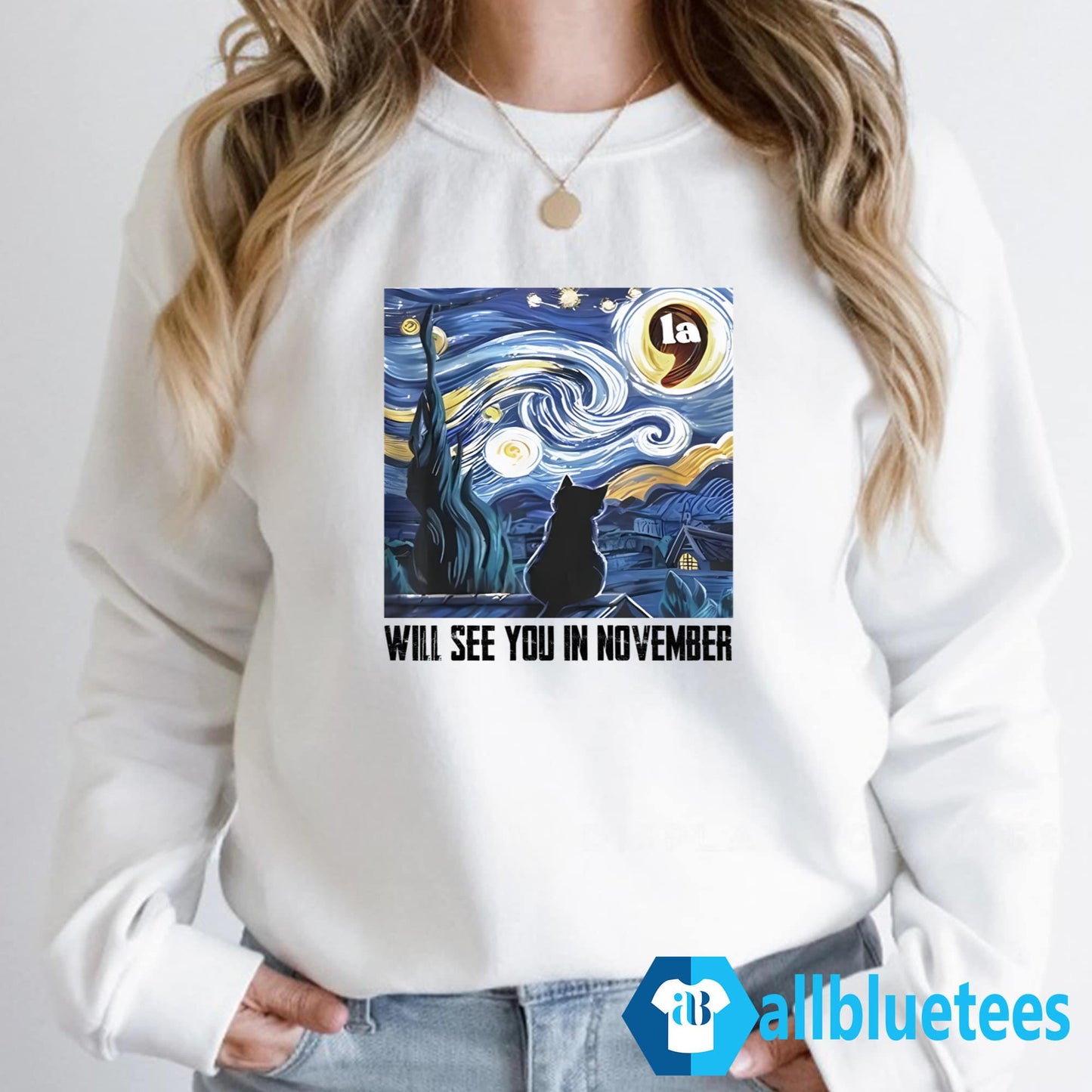 Cat Comma La Starry Night Will See You In November Shirt