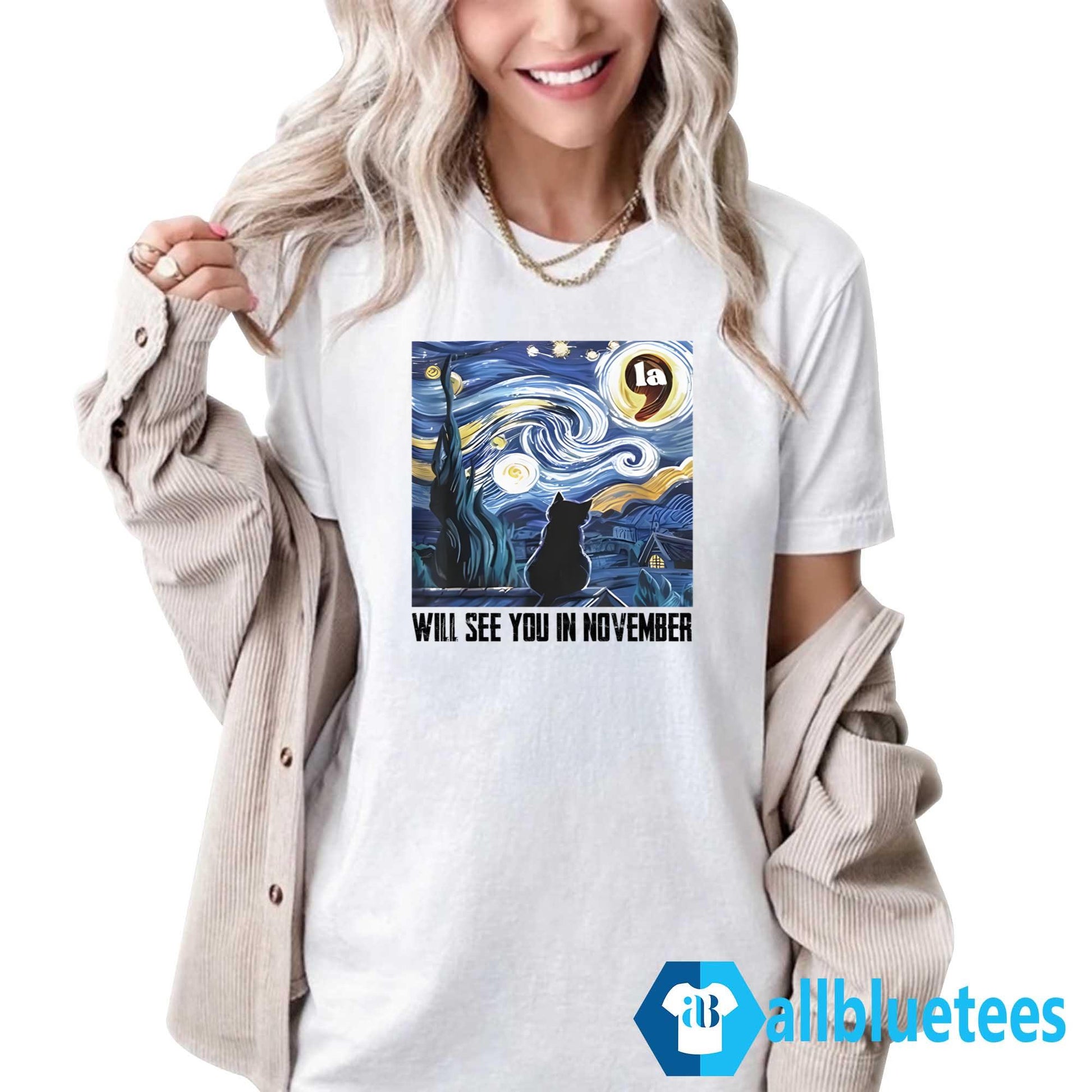 Cat Comma La Starry Night Will See You In November Shirt