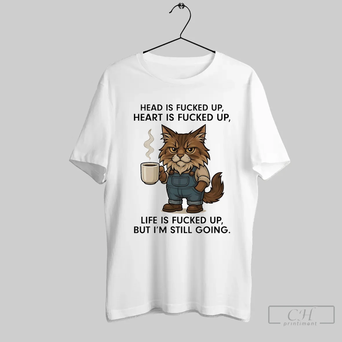 Cat Head Is Fucked Up Heart Is Fucked Up T Shirt