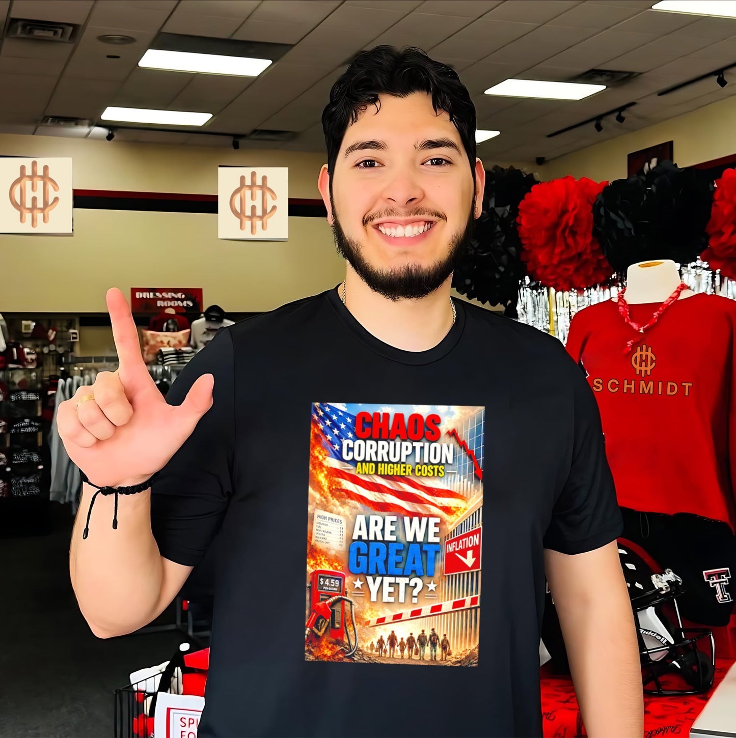 Chaos corruption and higher costs are we great yet illustration shirt