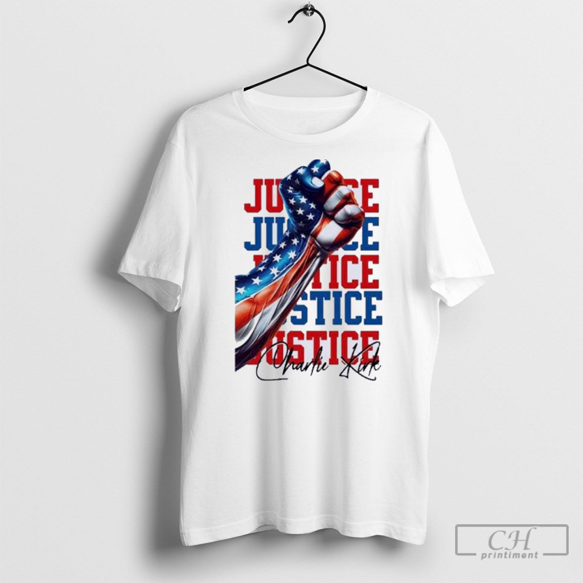 Charlie Kirk Justice American Flag Fist