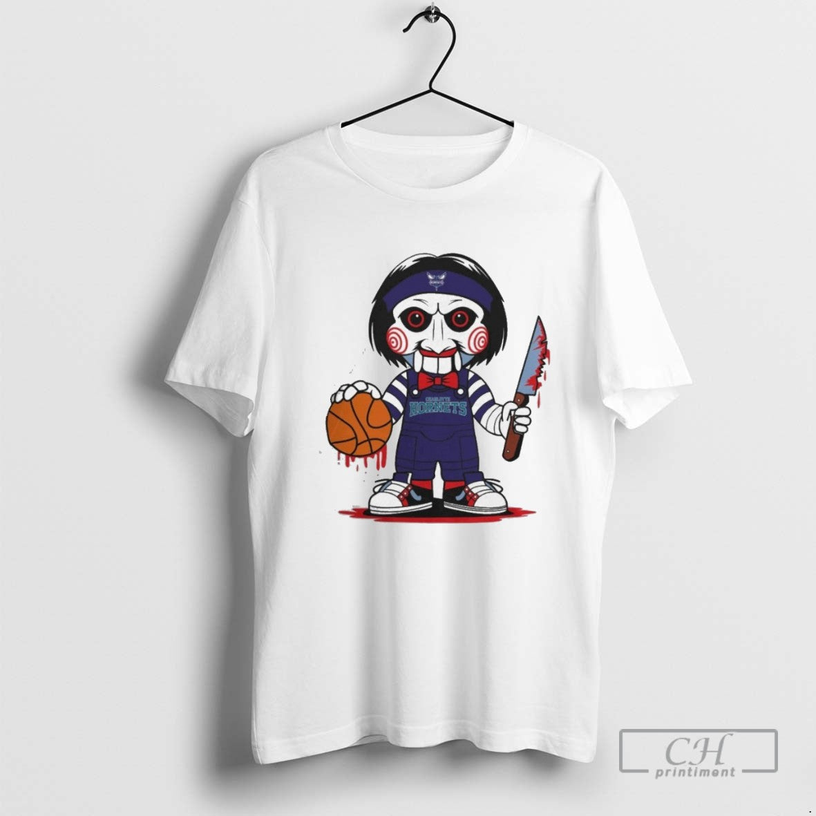 Charlotte Hornets Horror Jigsaw Character Holding Basketball