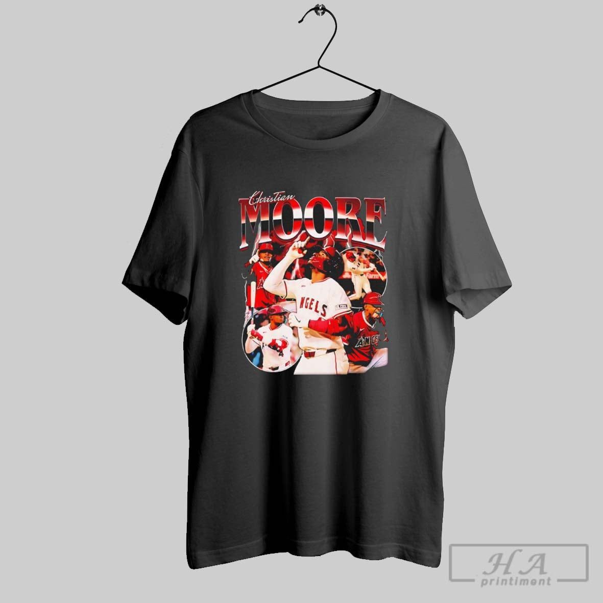 Christian Moore Los Angeles Angels Baseball Player Collage Lighting Graphic