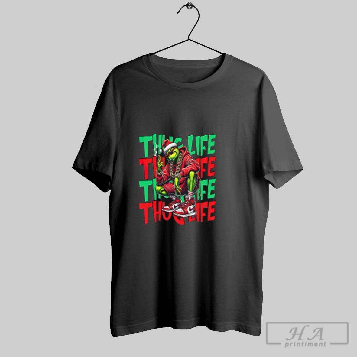 Christmas Thug Life Grinch Smoking Red