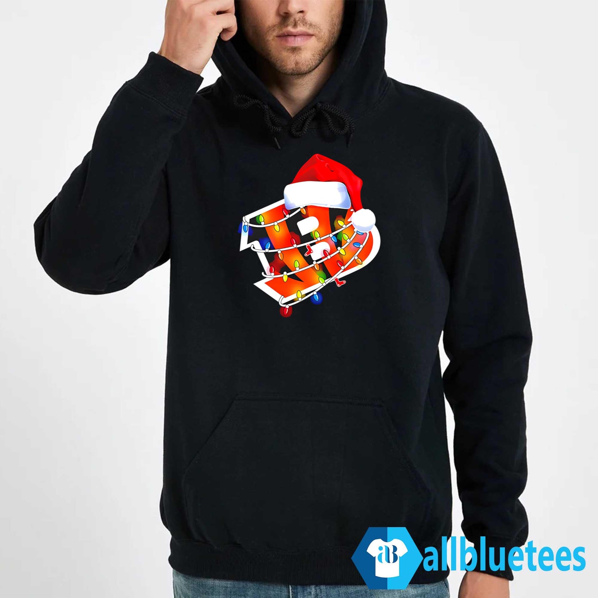 Cincinnati Bengals Santa Hat Christmas Lights Shirt