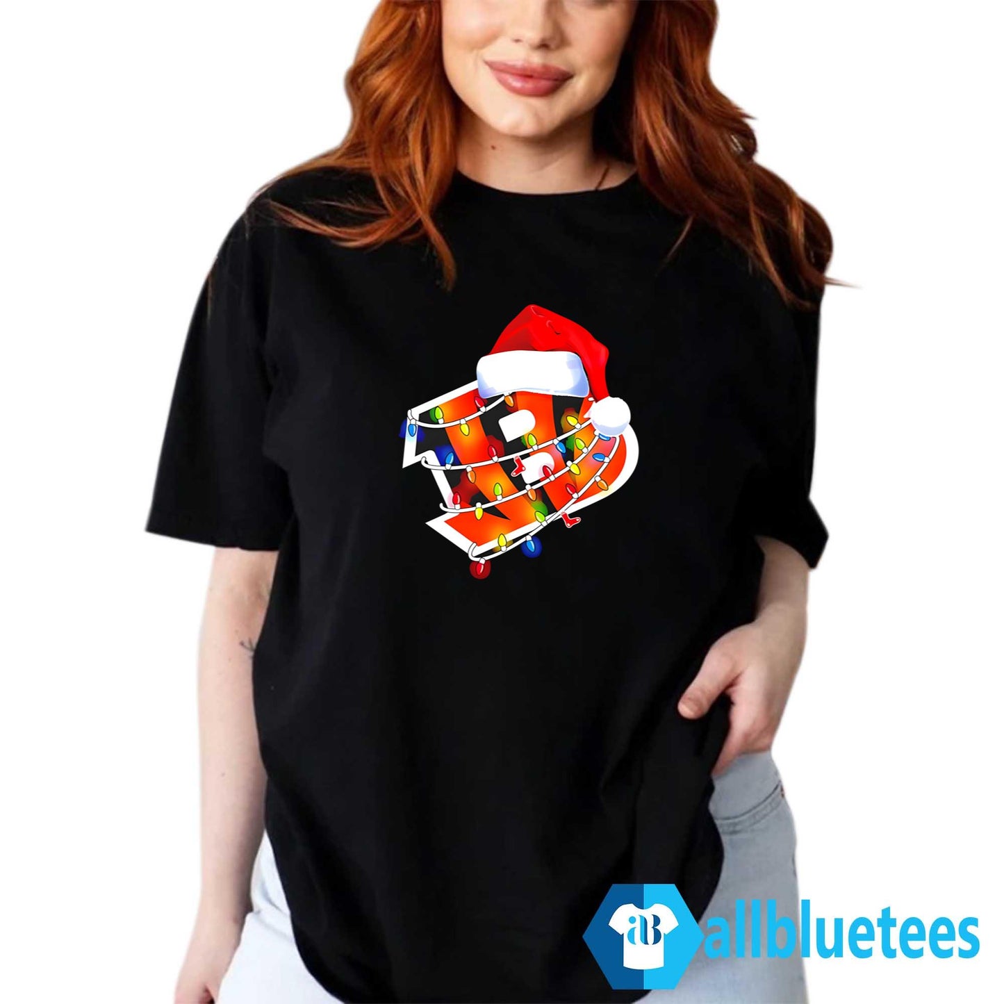 Cincinnati Bengals Santa Hat Christmas Lights Shirt