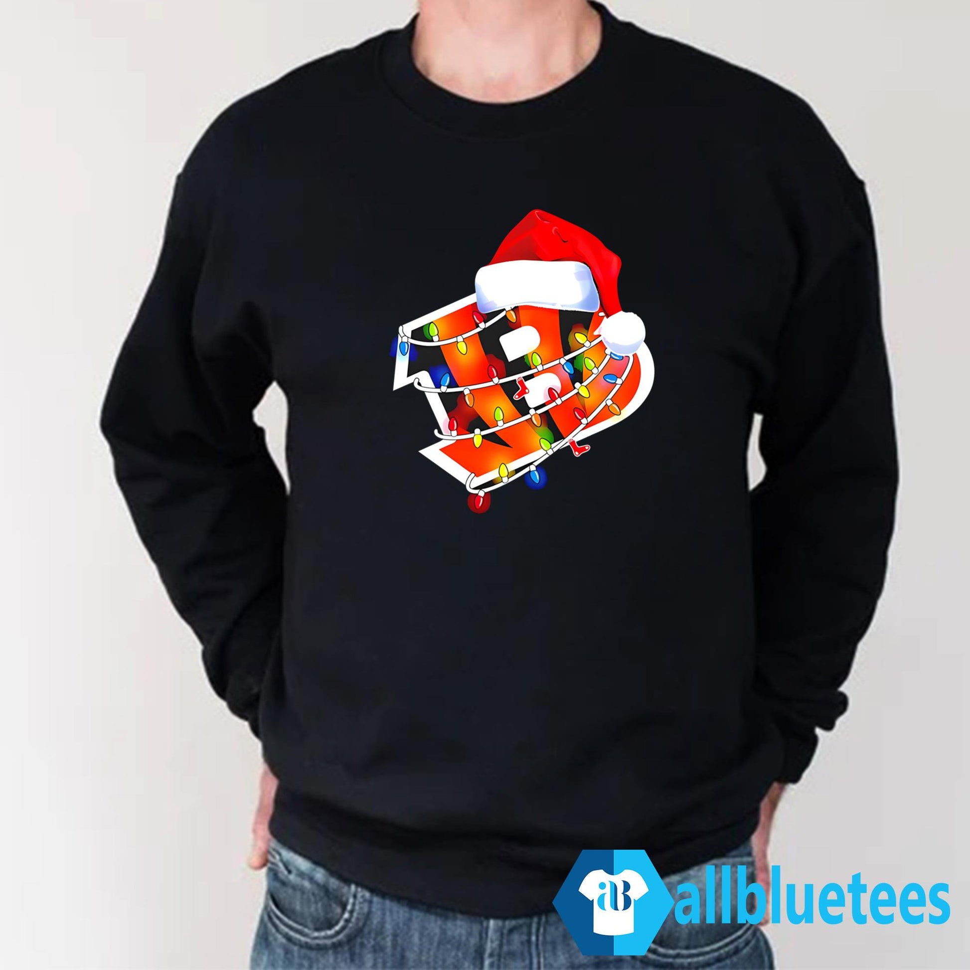 Cincinnati Bengals Santa Hat Christmas Lights Shirt