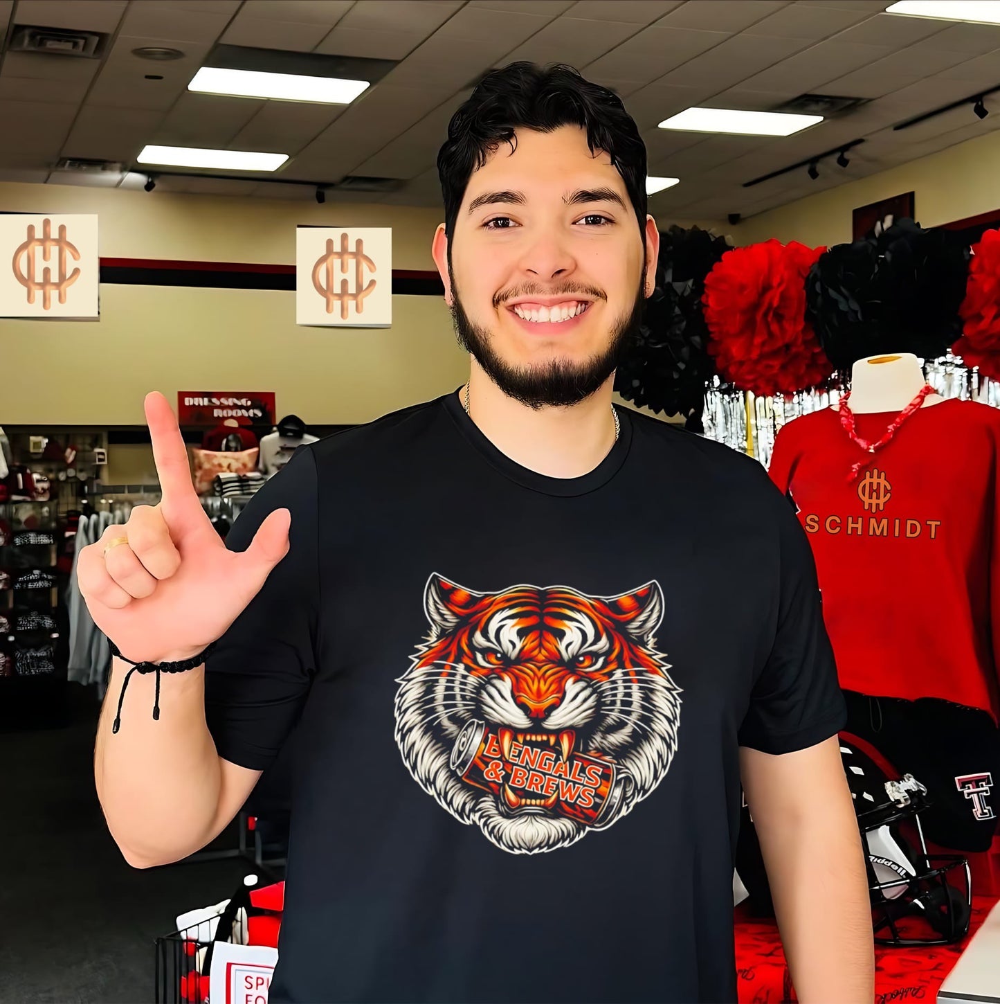 Cincinnati Bengals and Brews big head shirt