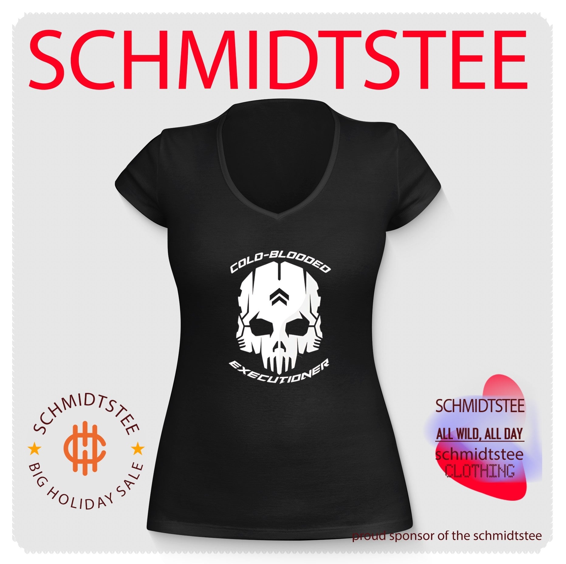 Cold blooded executioner robotic skull graphic shirt