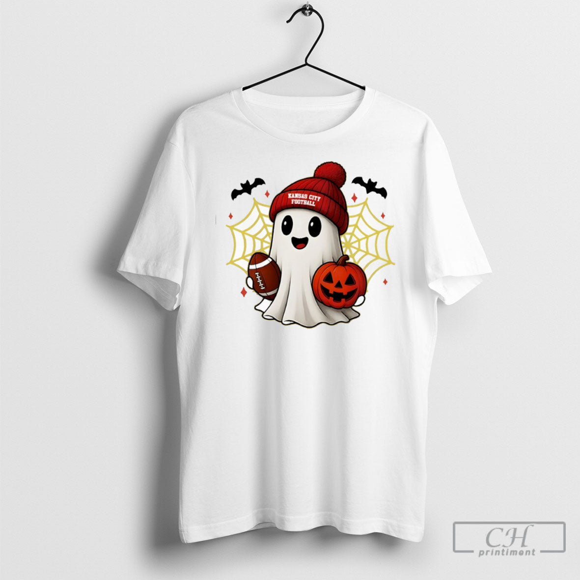 Cute Ghost Football Kansas City Chiefs Happy Halloween