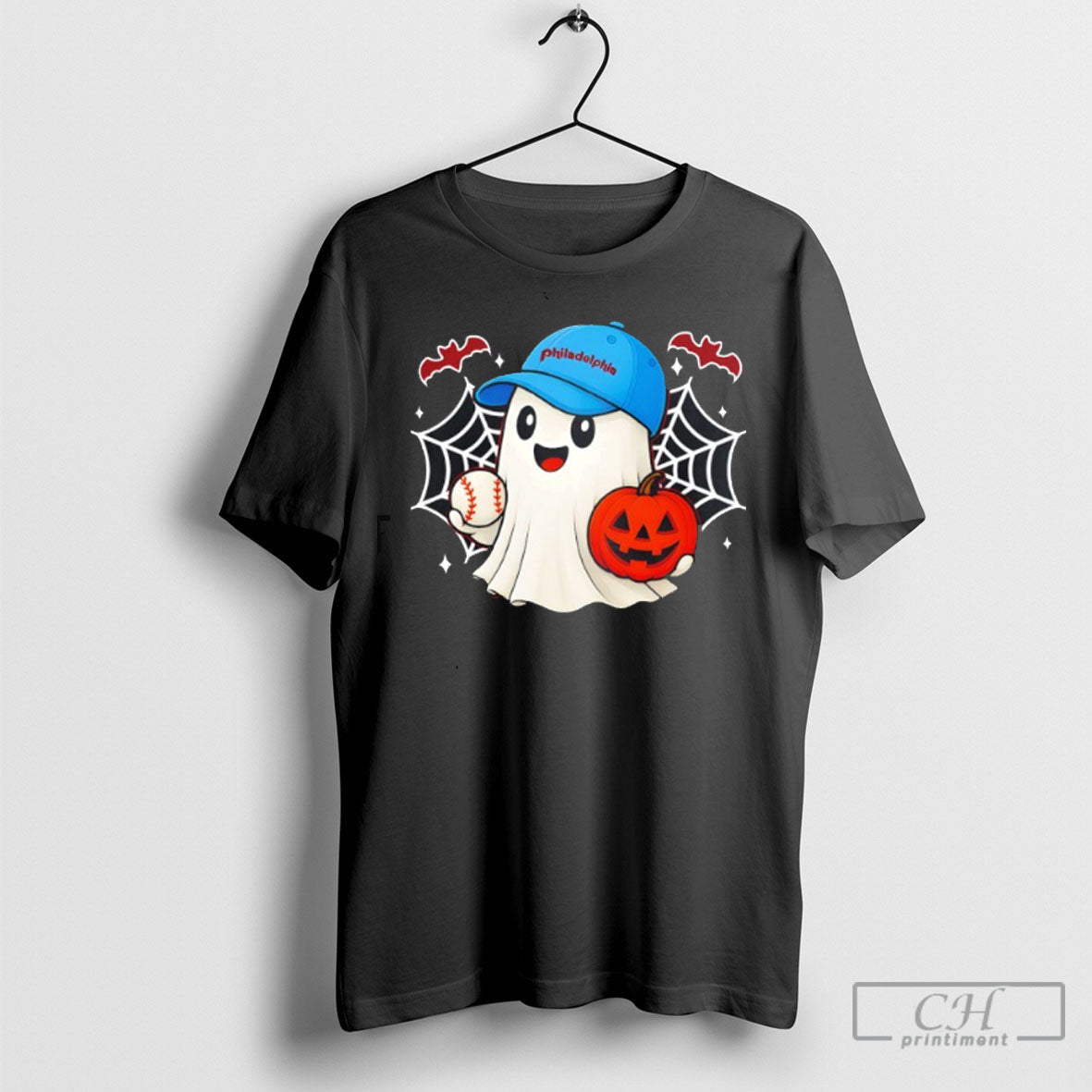 Cute Ghost Philadelphia Baseball Happy Halloween