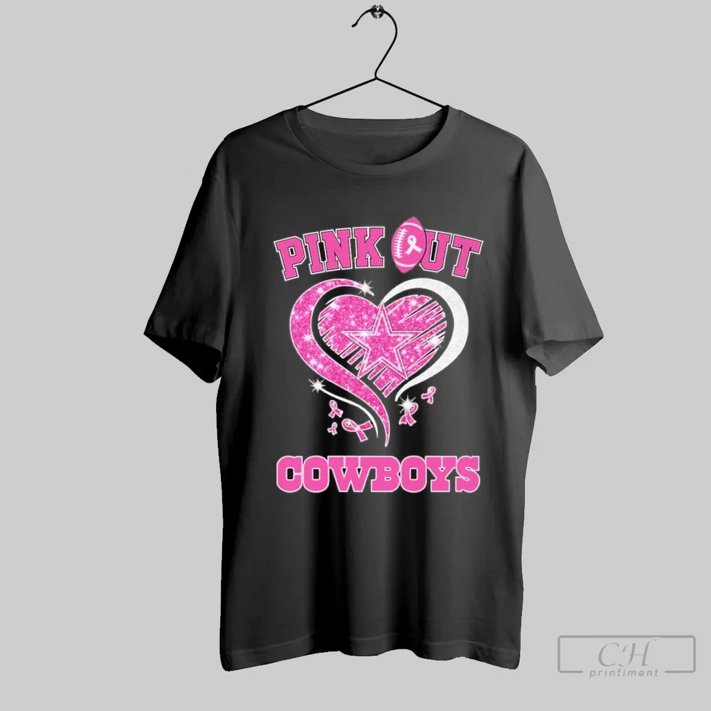 Dallas Cowboys Pink Out Breast Cancer Diamond T Shirt