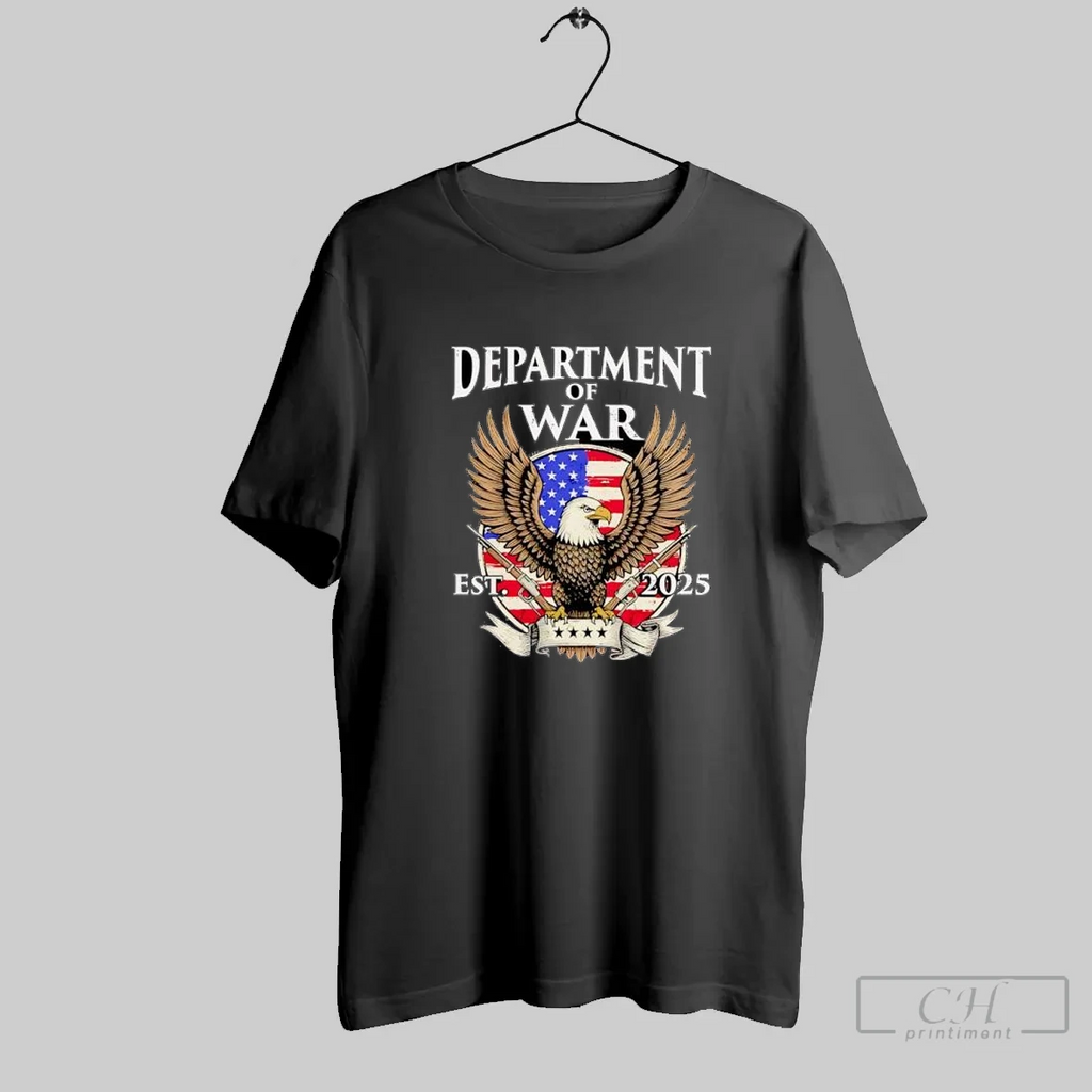 Department Of War Eagle With American Flag And Guns T Shirt