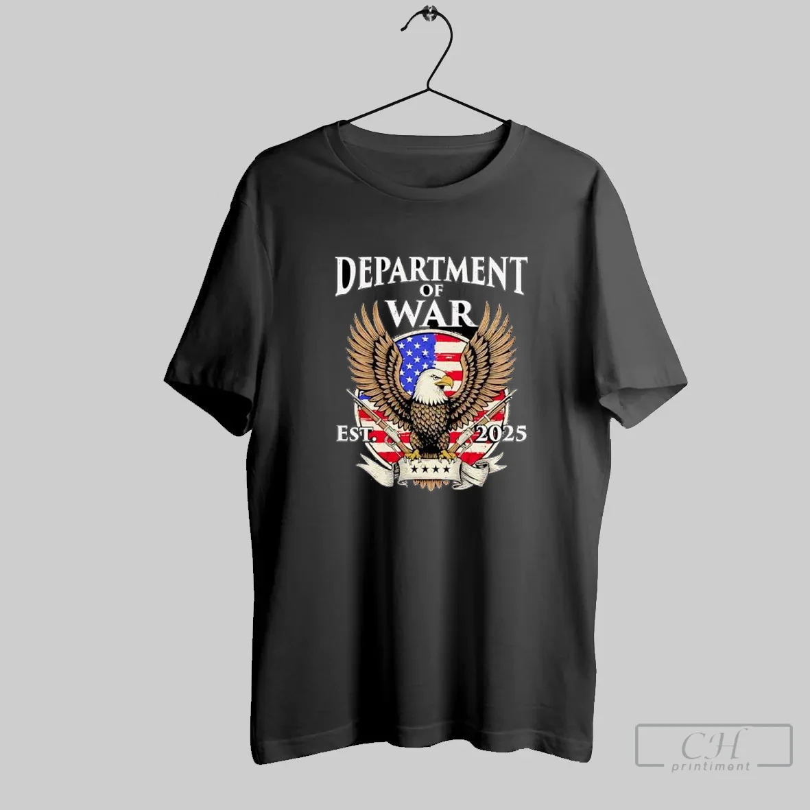 Department Of War Eagle With American Flag And Guns T Shirt