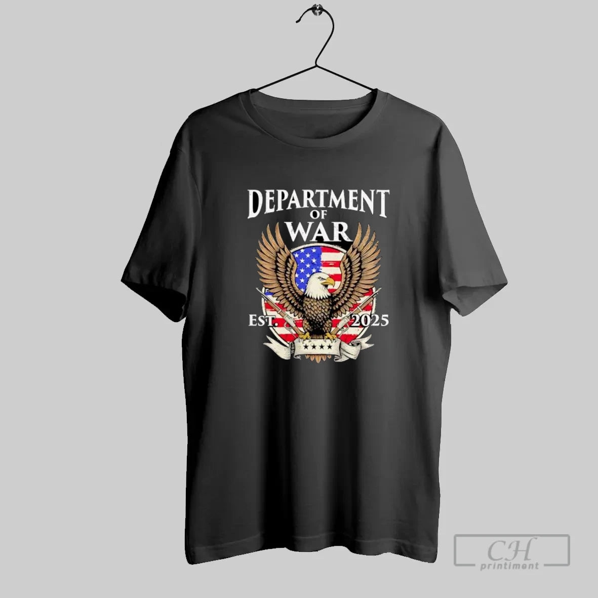 Department Of War Eagle With American Flag And Guns