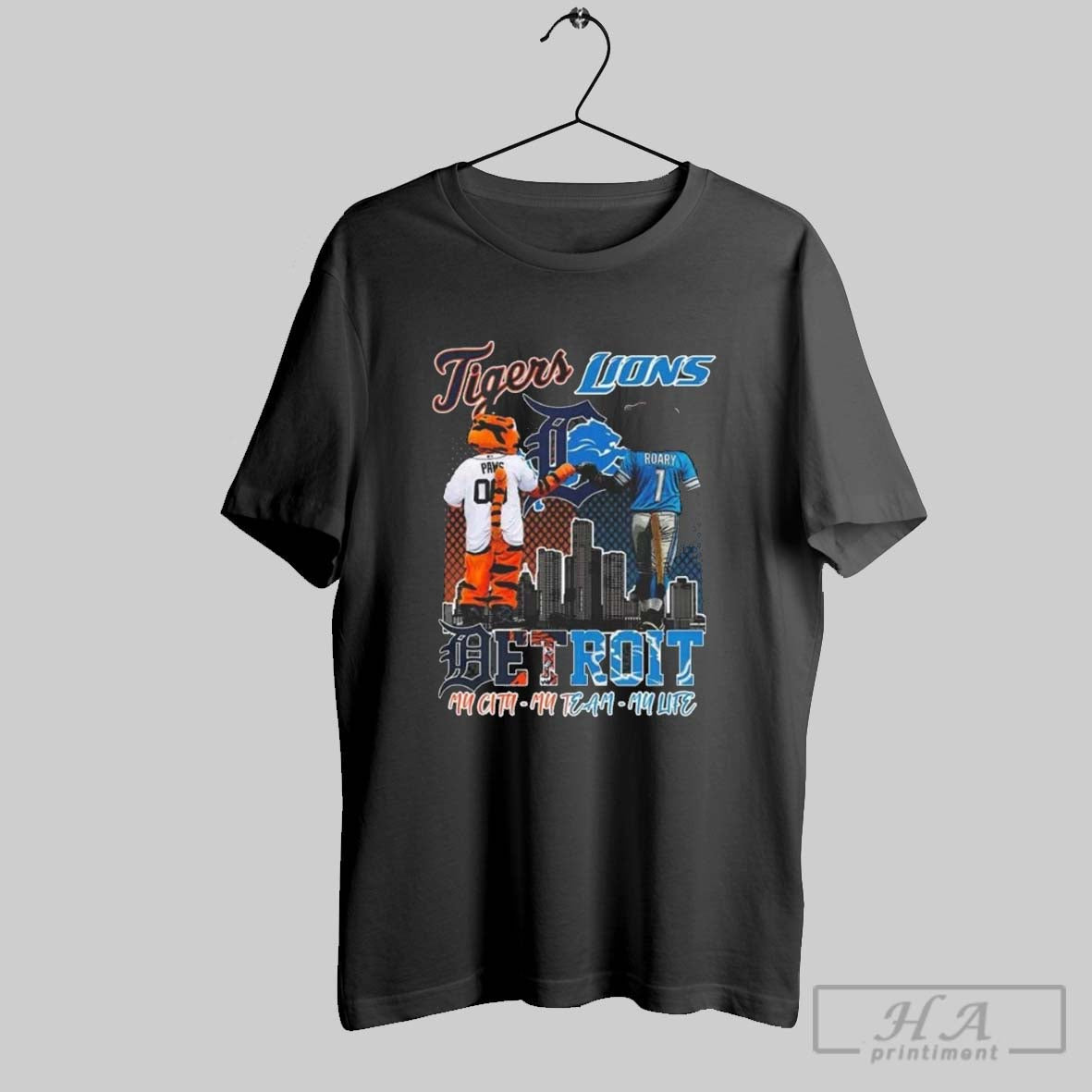 Detroit Tigers And Lions Mascot Sporty 2025 My City My Team My Life