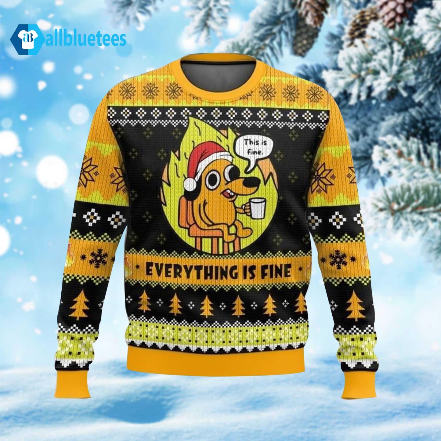 Dog This Is Fine Ugly Christmas Sweater