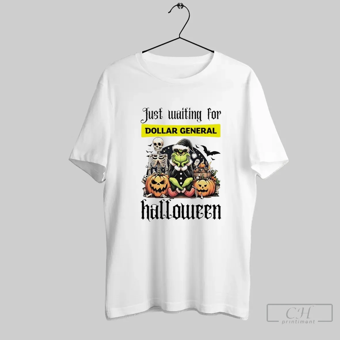 Dollar Generla Grinch Just Waiting For Halloween Goth Graphic T Shirt