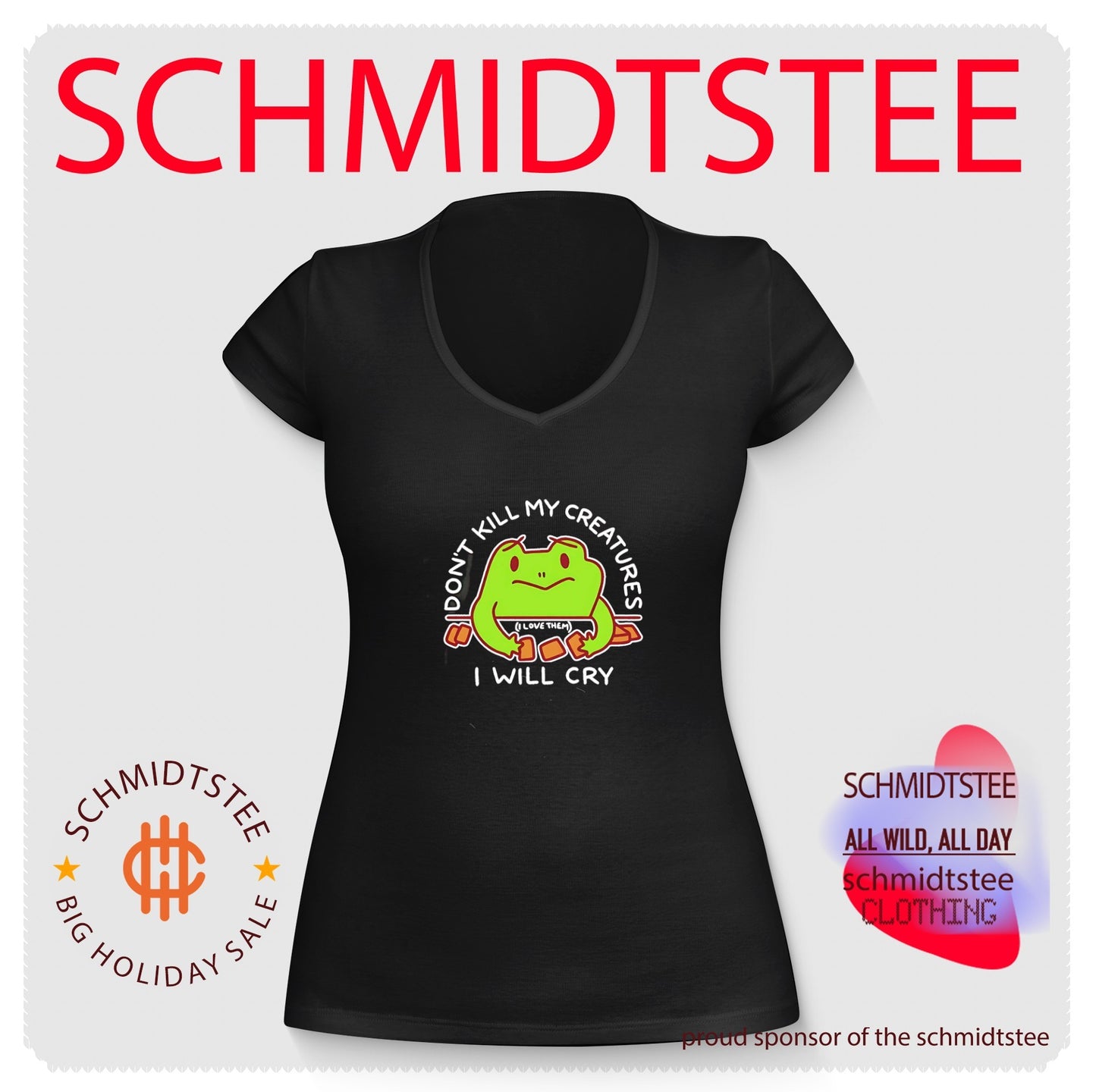 Don’t kill my creatures I will cry i love them sad cartoon frog playin card shirt