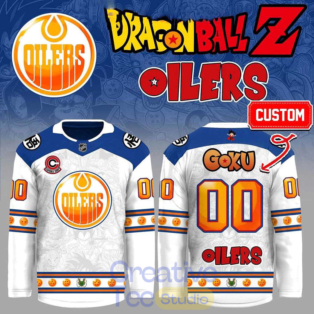 Edmonton Oilers Dragon Ball Z Super Aura Hockey Jersey