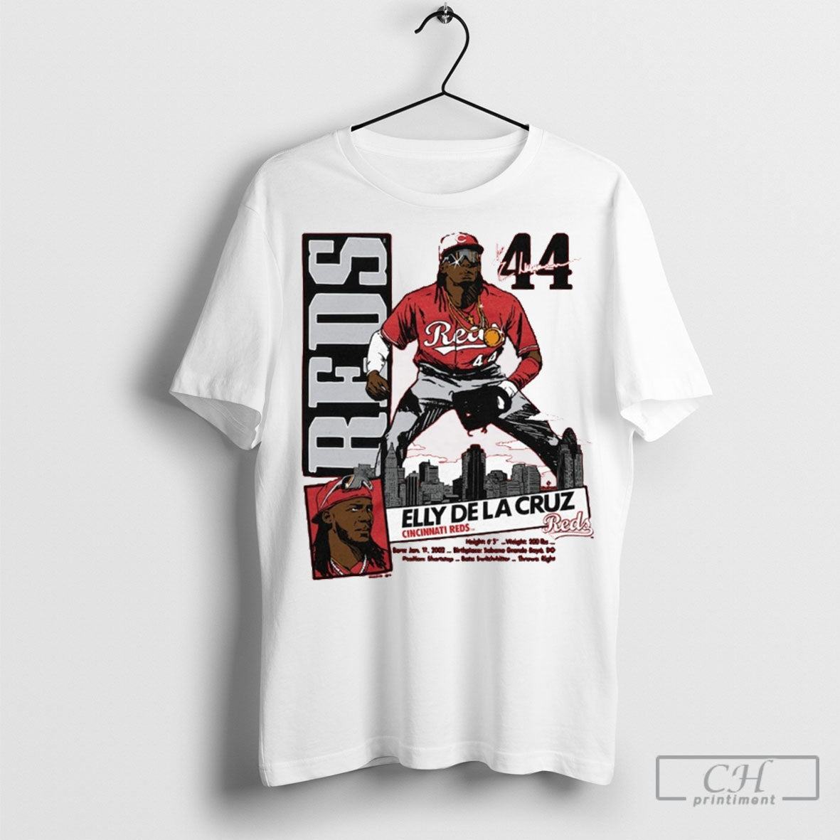 Elly De La Cruz Cincinnati Reds 2002 Sabana Grande Bayn Do Graphic Player Signature Tee