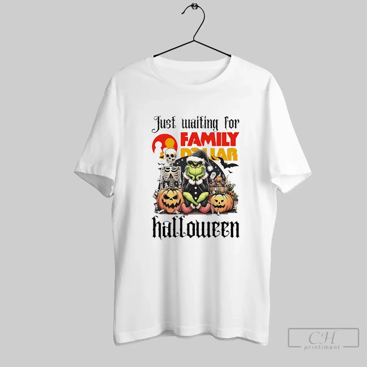 Family Dollar Grinch Just Waiting For Halloween Goth Graphic T Shirt
