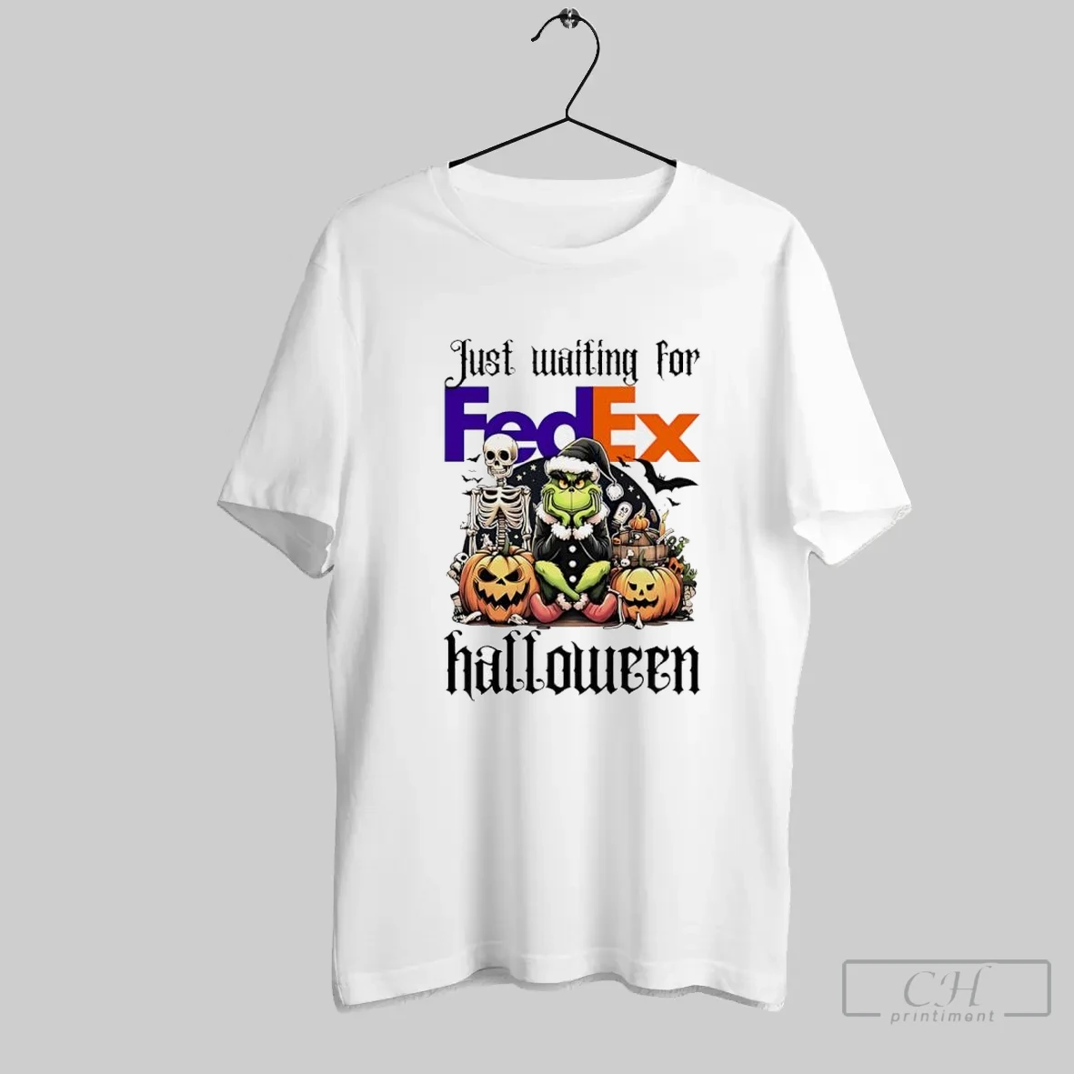 Fedex Grinch Just Waiting For Halloween Goth Graphic T Shirt