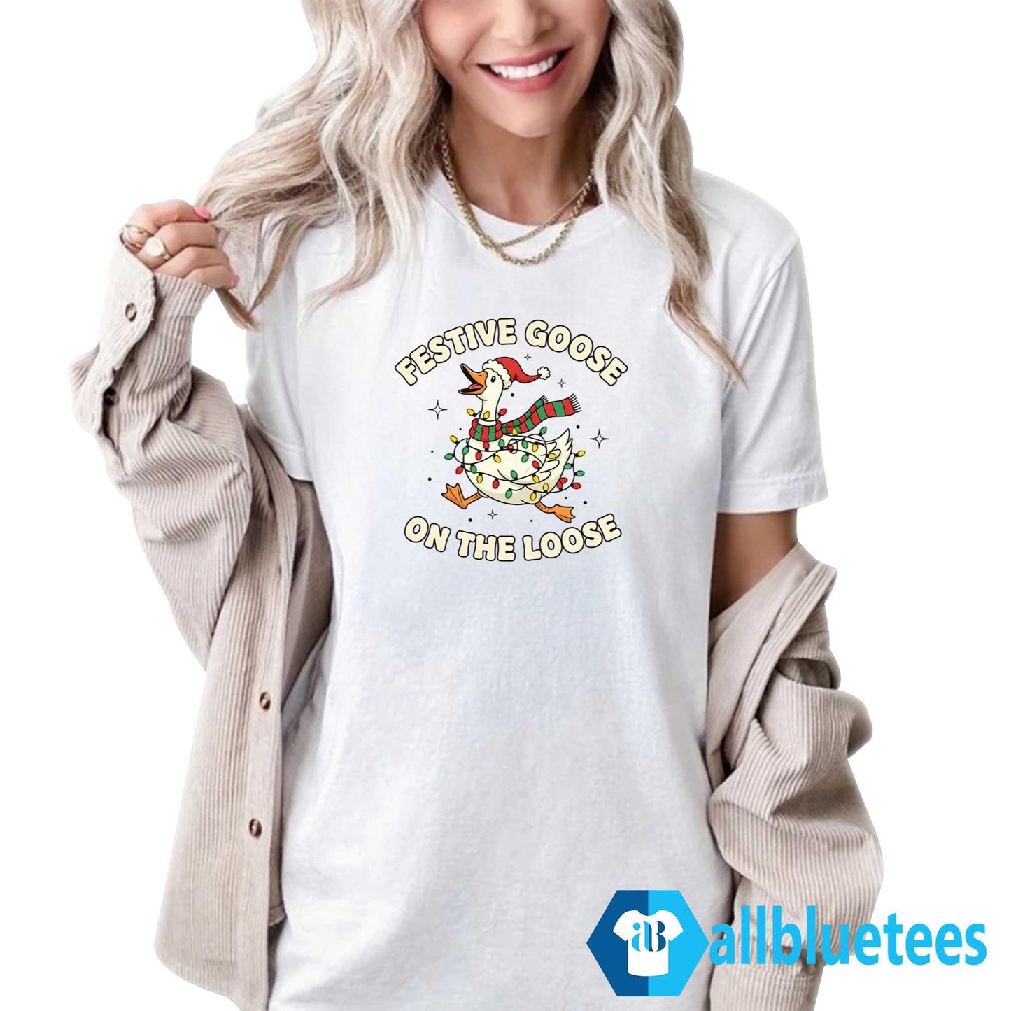 Festive Goose On The Loose Christmas Shirt