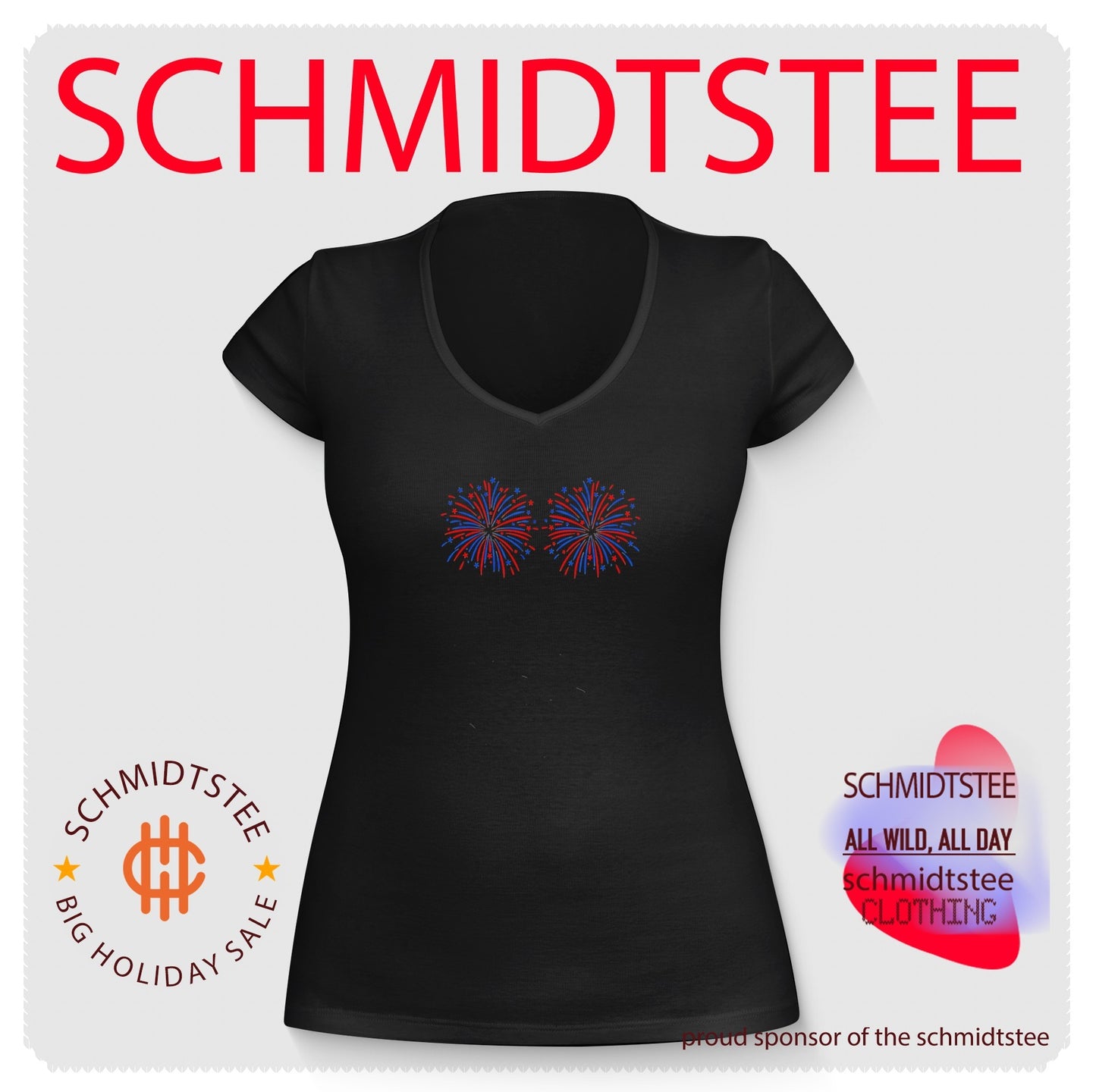 Fireworks over boobs shirt