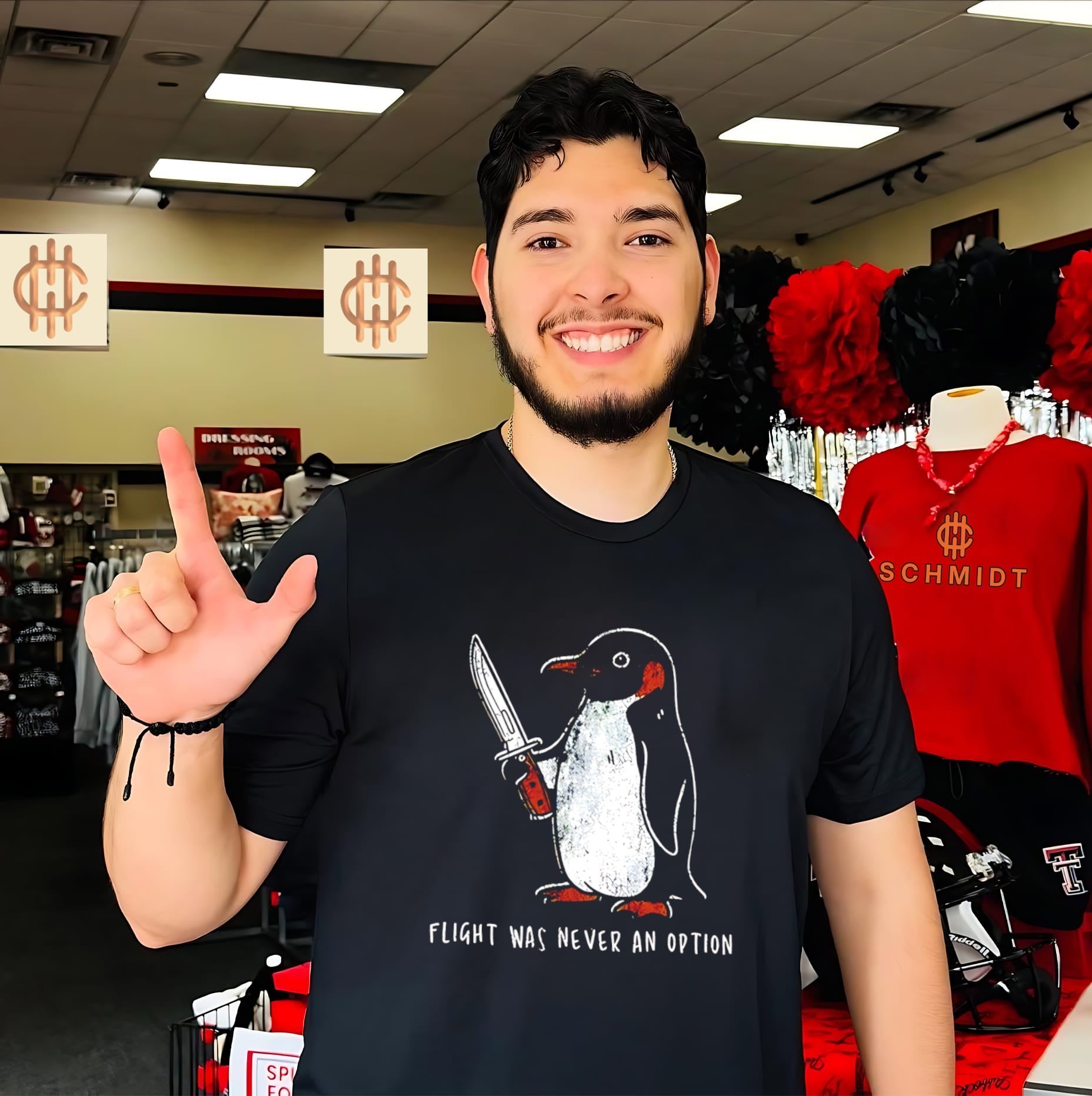 Flight was never an option penguin holding knife shirt