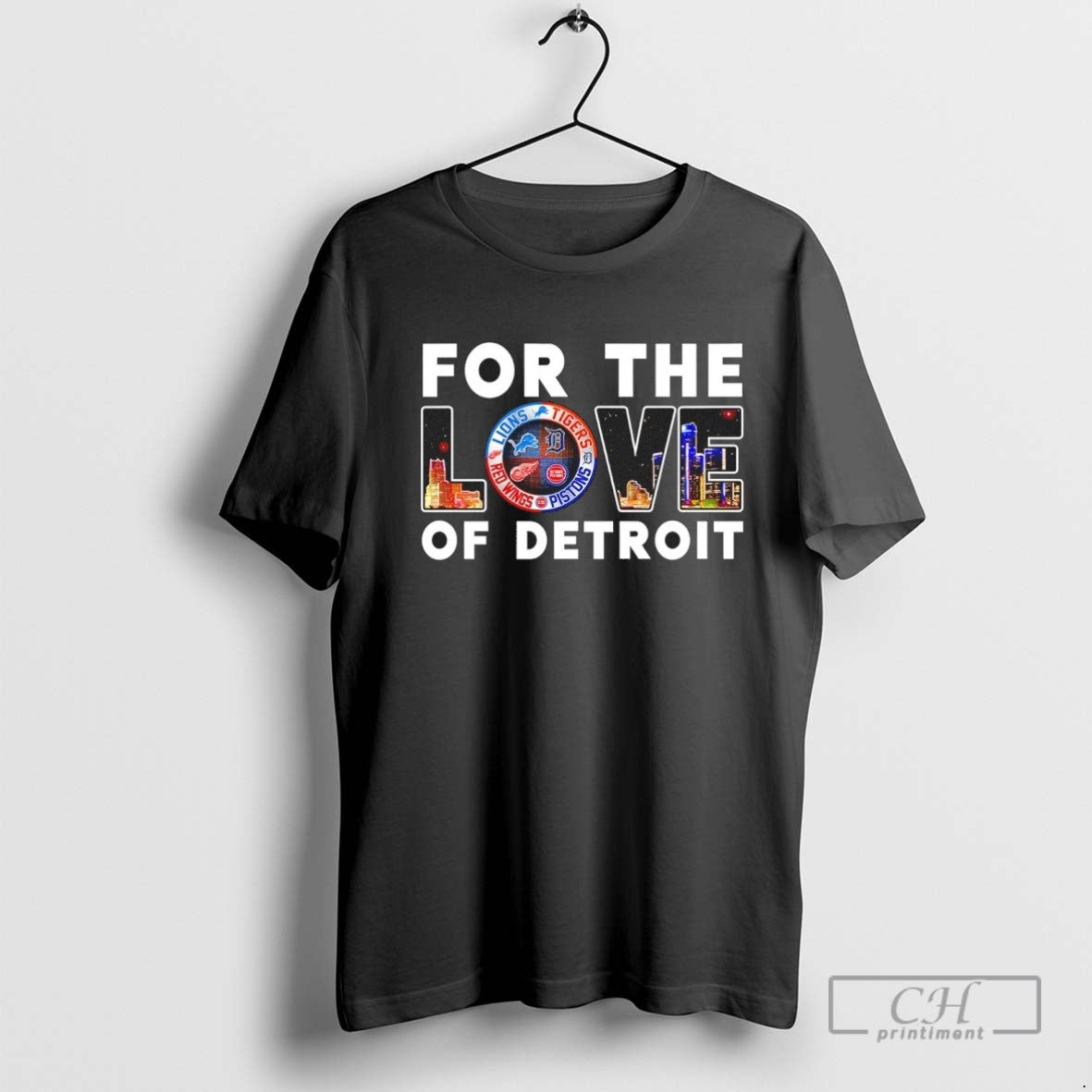 For The Love Of Detroit City Skyline Lions Tigers Pistons And Red Wings