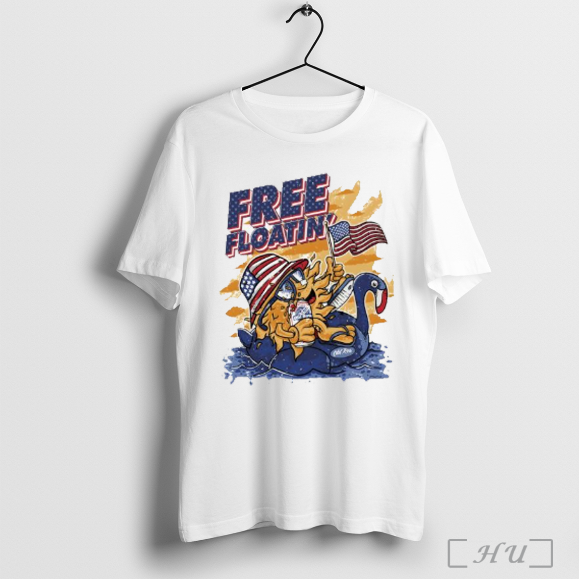 Free Floating Beer Old Row American Flag T Shirt