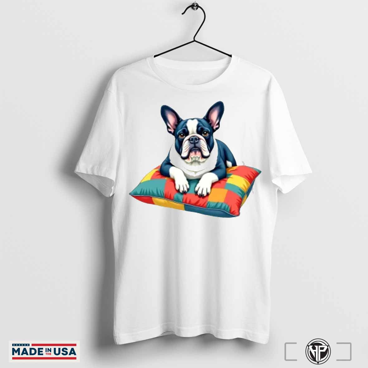 French Bulldog On Colorful Cushion T Shirt Cute Dog Lover Design