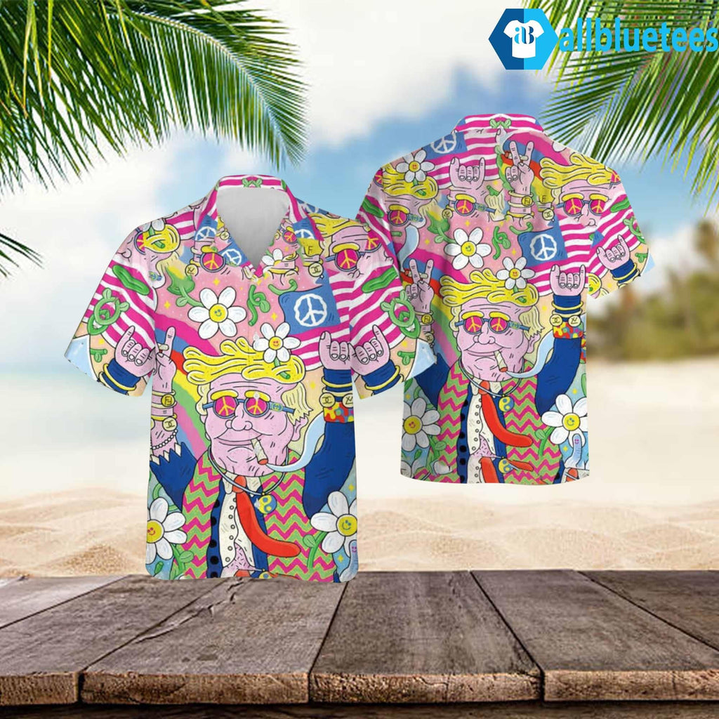 Funny Hippie Trump Meme Hawaiian Shirt