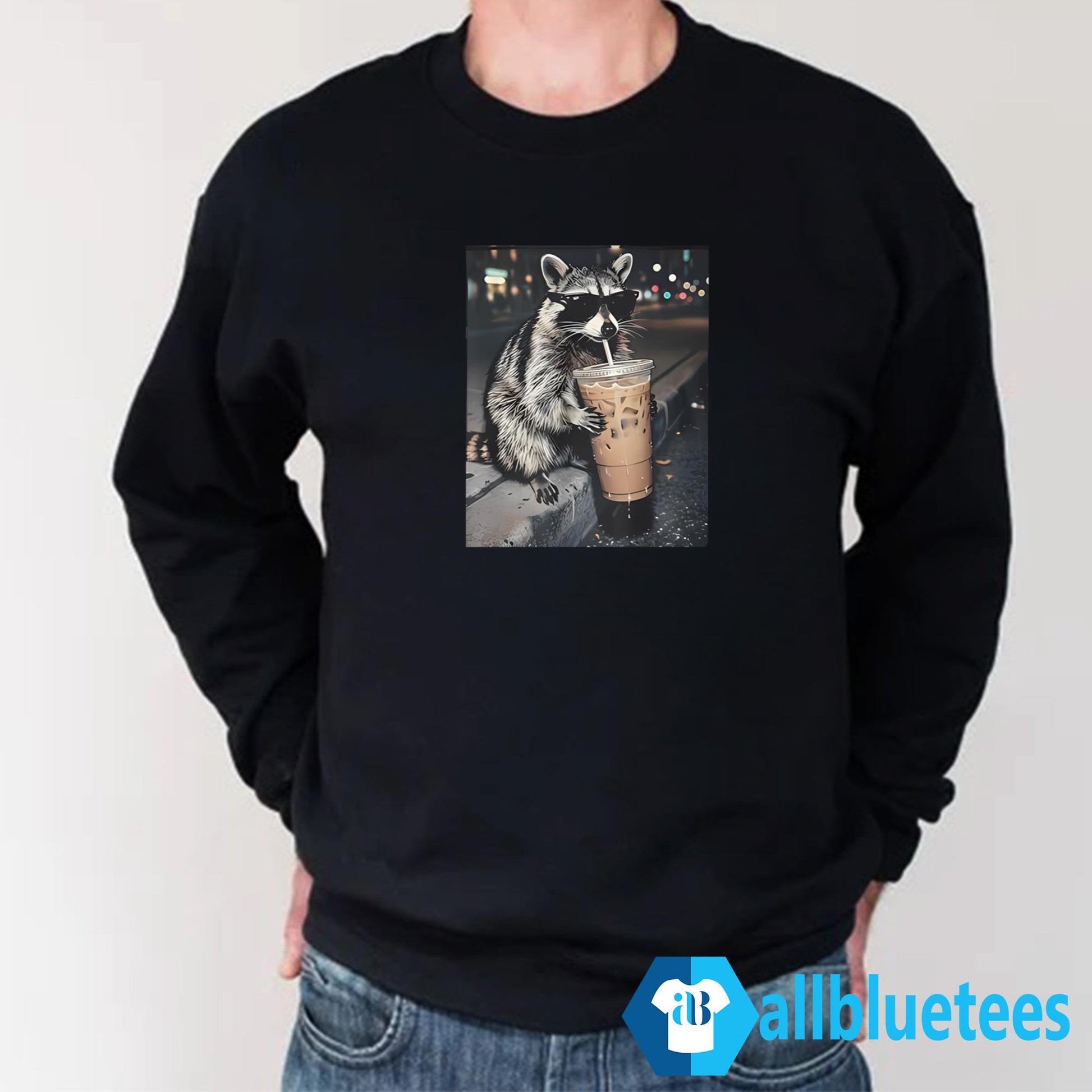 Funny Raccoon Drinking Iced Coffee Shirt